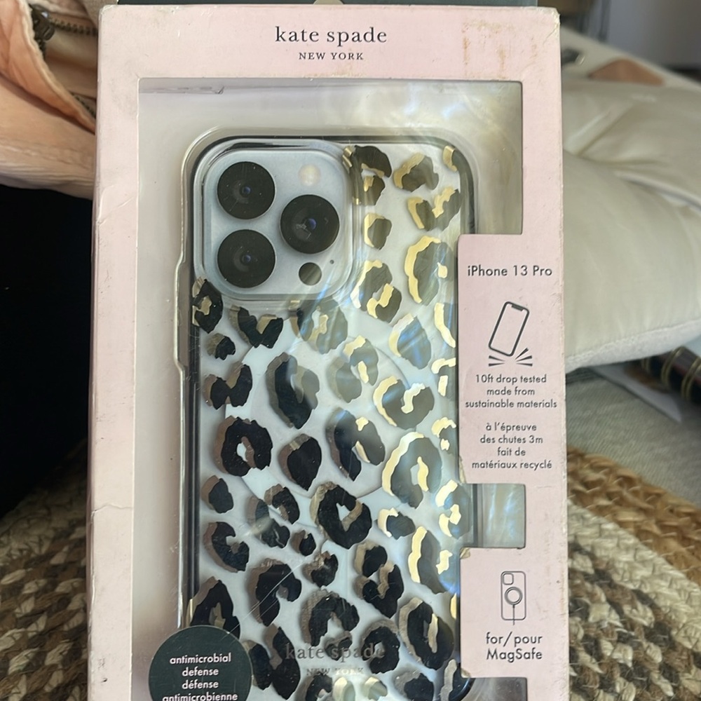 Kate Spade iPhone 13 Pro leopard print phone case nwt